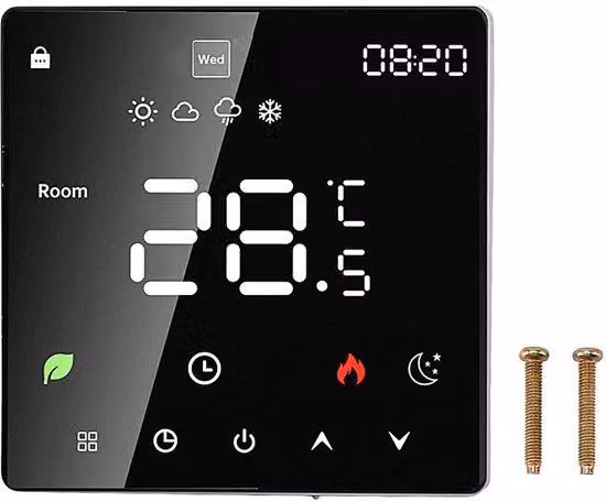Termostato intelligente per appartamenti - Termostato programmabile con touchscreen - Per caldaie e impianti di acqua calda - Nero