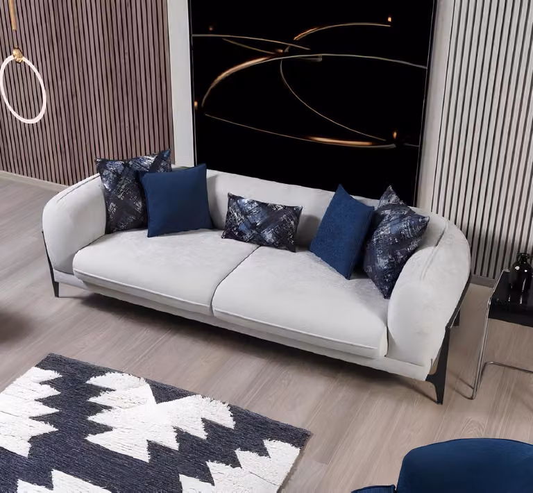 Moderner Dreisitzer Stoffmöbel Wohnzimmer Couch Designermöbel Sofas