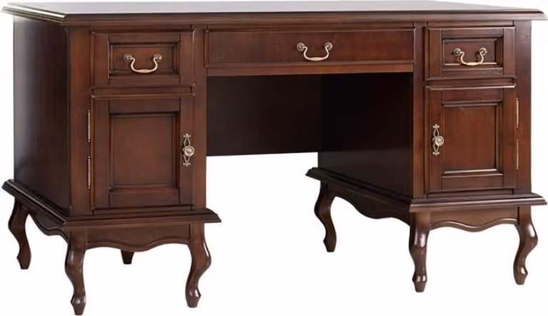 Casa Padrino scrivania liberty marrone scuro 160 x 79 x H. 80 cm - Scrivania in legno massiccio con 3 cassetti e 2 ante - Mobili da ufficio in legno massiccio liberty