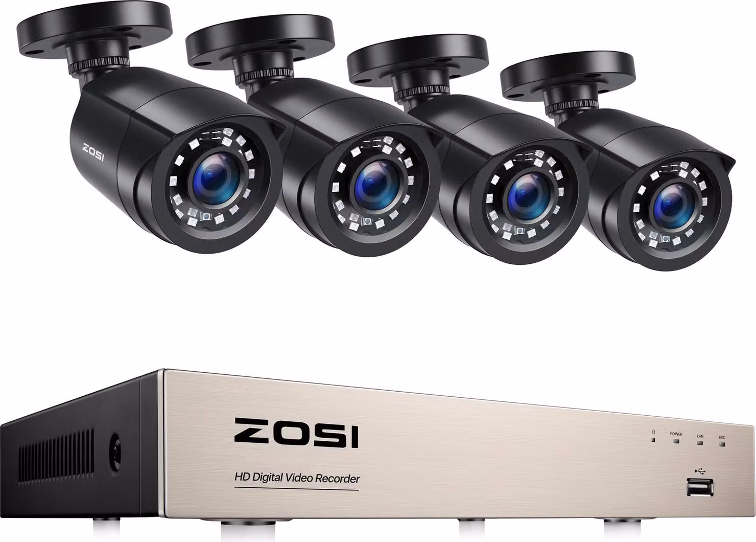 Sistema TVCC, 8CH, visione notturna, con 4 telecamere nere, 1T