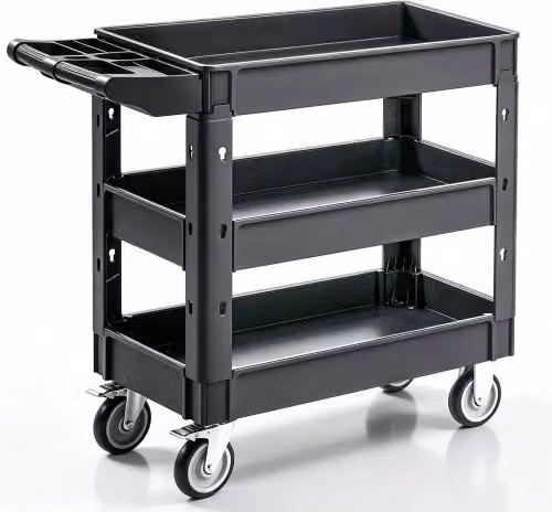 Carrello di Servizio Multiuso VEVOR con 3 Ripiani e Ruote Girevoli 360°, Nero, L 103 cm x P 43,5 cm x H 85,7 cm