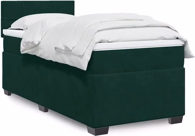 Giroletto a Molle con Materasso Verde Scuro 90x190 cm Velluto 3288501