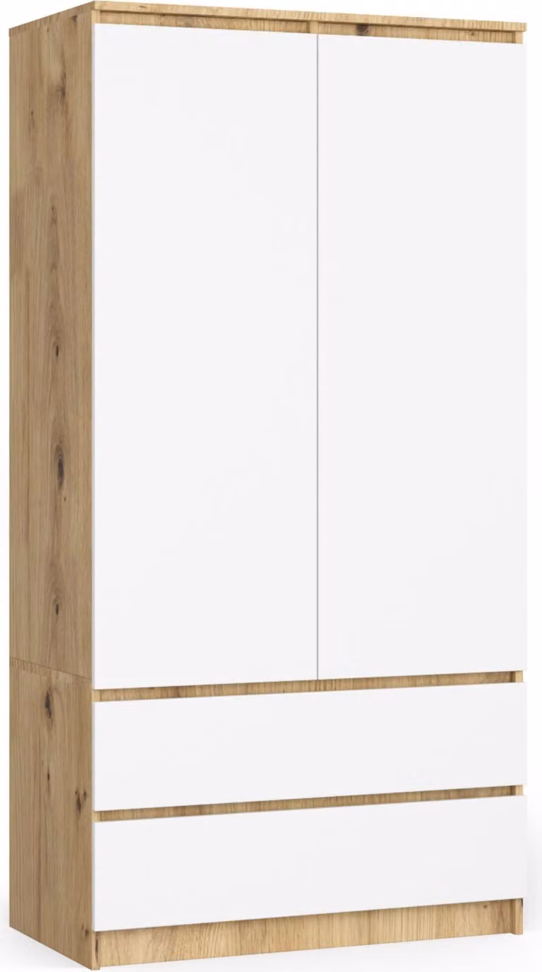 Armadio "raumhirsch" S90, 90 cm, appendiabiti con 2 ante e 2 cassetti, altezza 180 cm, marca CLP