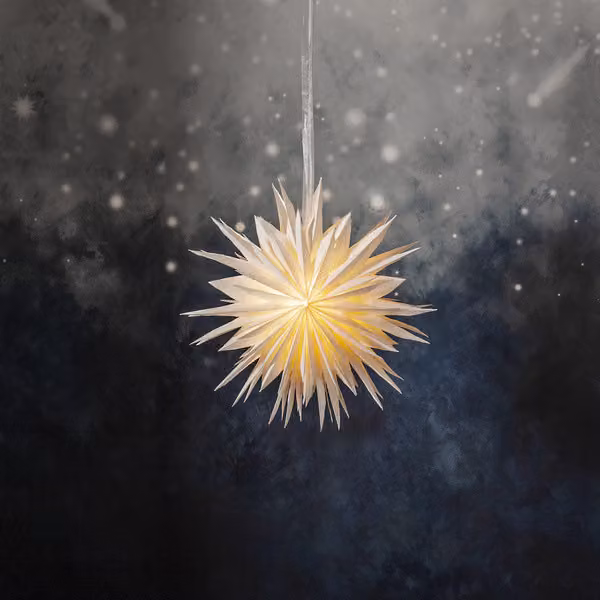 Grande stella di carta, "Cloud", bianca, grande, materiale riciclato, Ø 60 cm