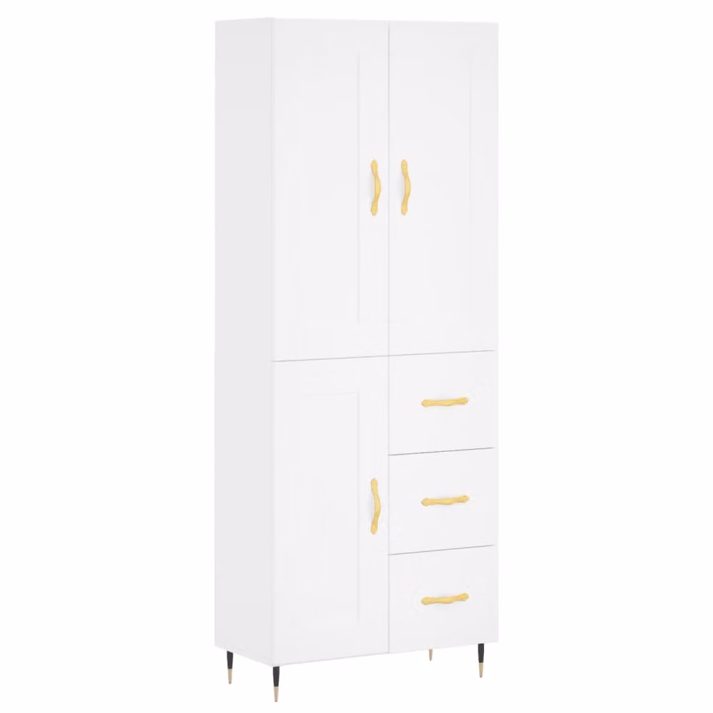 Credenza Bianca 69,5x34x180 cm in Legno Multistrato