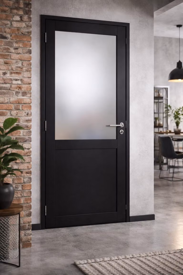 Bloc Porta Athena Nero H204 x L83 cm, Telaio Pannello P.destra, maniglia Pomerol Gd Menuserie