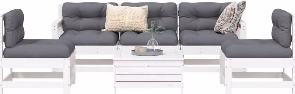 Maison Exclusive - Set Divani da Giardino 6 pz Bianco in Legno Massello di Pino