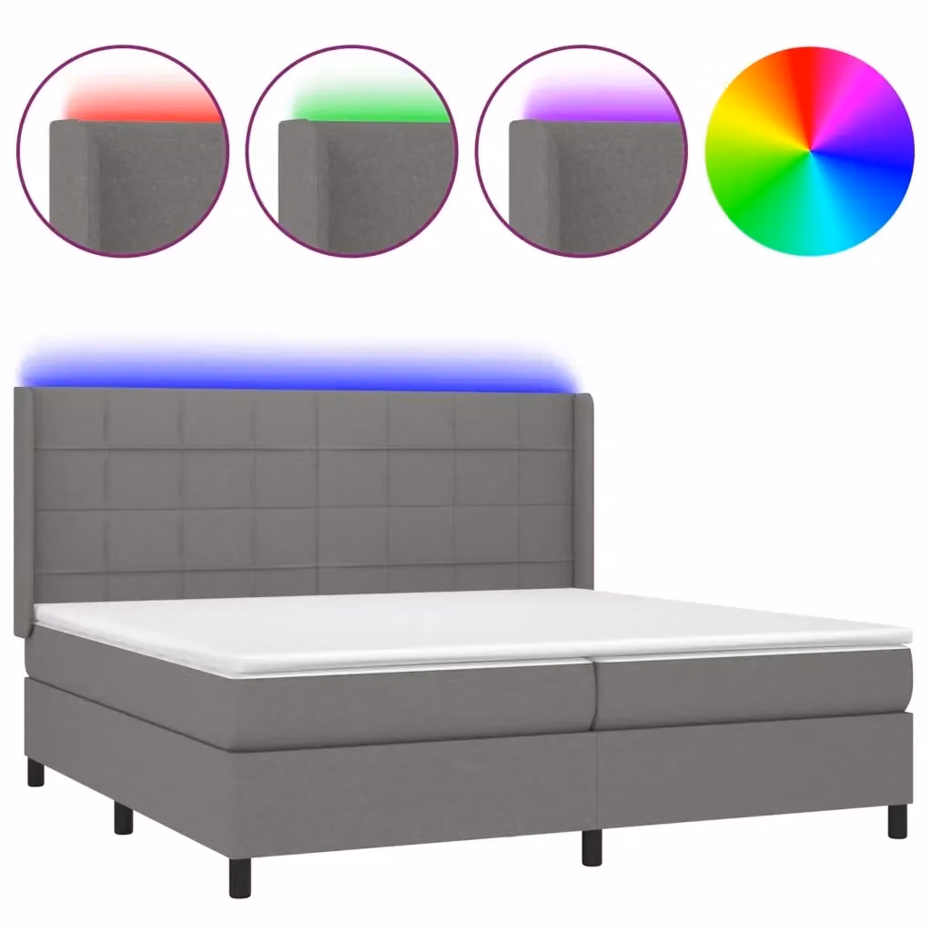Letto a molle vidaXL con illuminazione LED e porta USB in tessuto, L/P: 200 x 200 cm – 2
