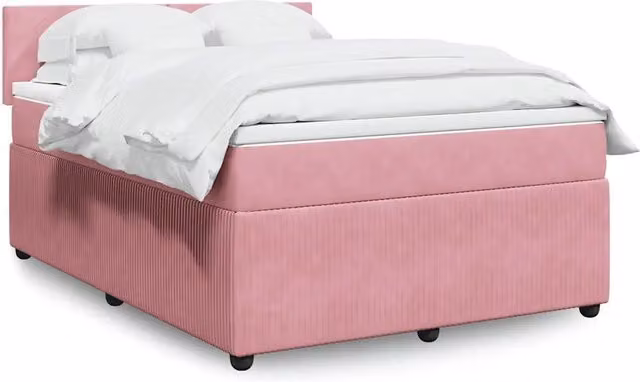 Giroletto a Molle con Materasso Rosa 140x200 cm in Velluto 3287757