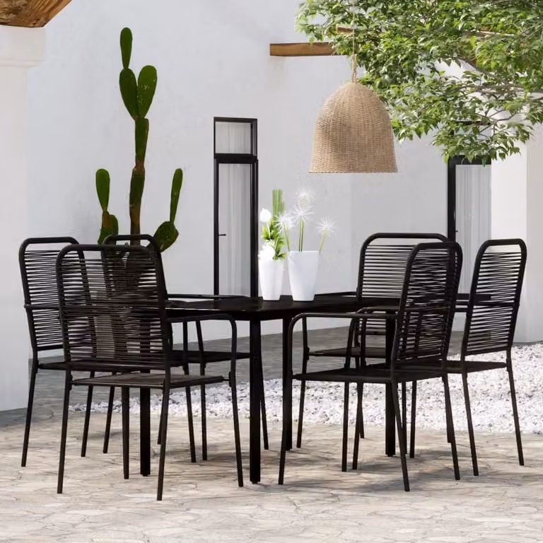 The Living Store Set da pranzo da giardino 7 pezzi nero