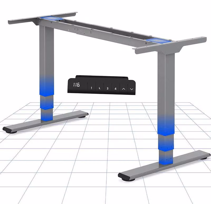 Tavolo regolabile in altezza EC5S-Lite-EU, senza piano, grigio