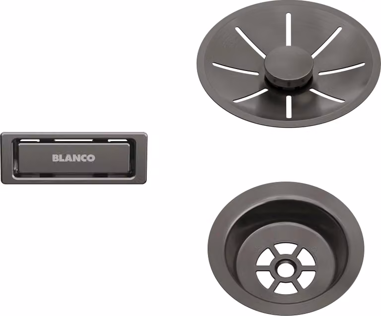 Blanco, set di scarico/sovrapprezzo per vasca singola, acciaio scuro satinato, 206900