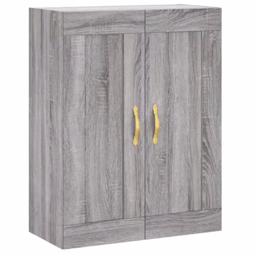 Helloshop26 Armadio da parete multiuso con 3 scomparti per soggiorno, camera da letto, 69,5 x 34 x 90 cm, in legno, grigio Sonoma 02_0049309