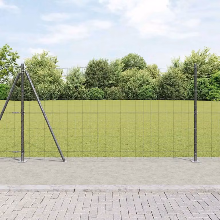 Recinzione Euro vidaXL con base in calcestruzzo, rete in acciaio rivestita in PVC, Grigio, L: 10 m, H: 1,2 m
