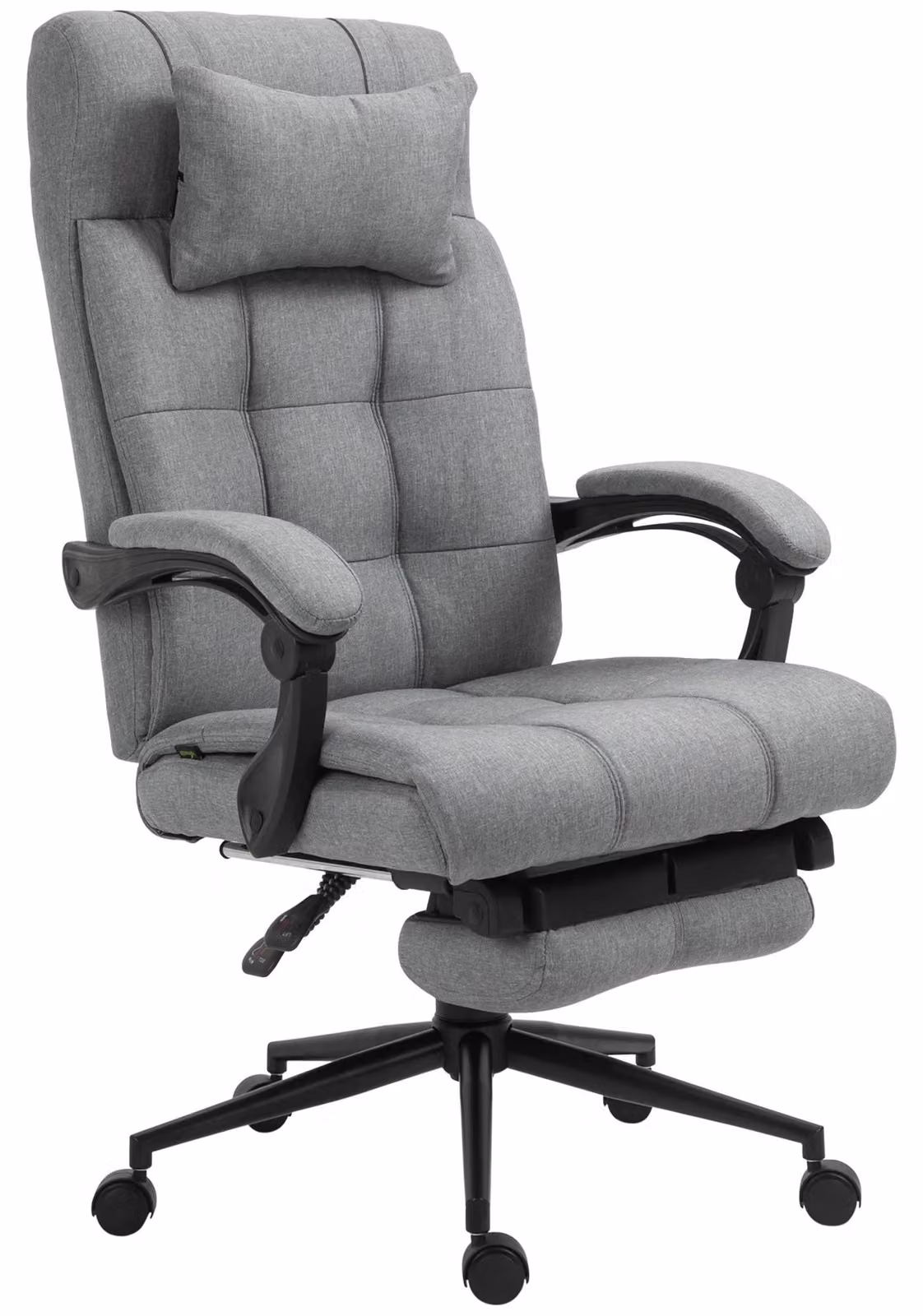Sedia da ufficio ergonomica - Sedia da scrivania con poggiapiedi - Funzione di inclinazione - Poggiatesta - Braccioli - Regolabile in altezza - Girevole - Ecopelle color grigio chiaro