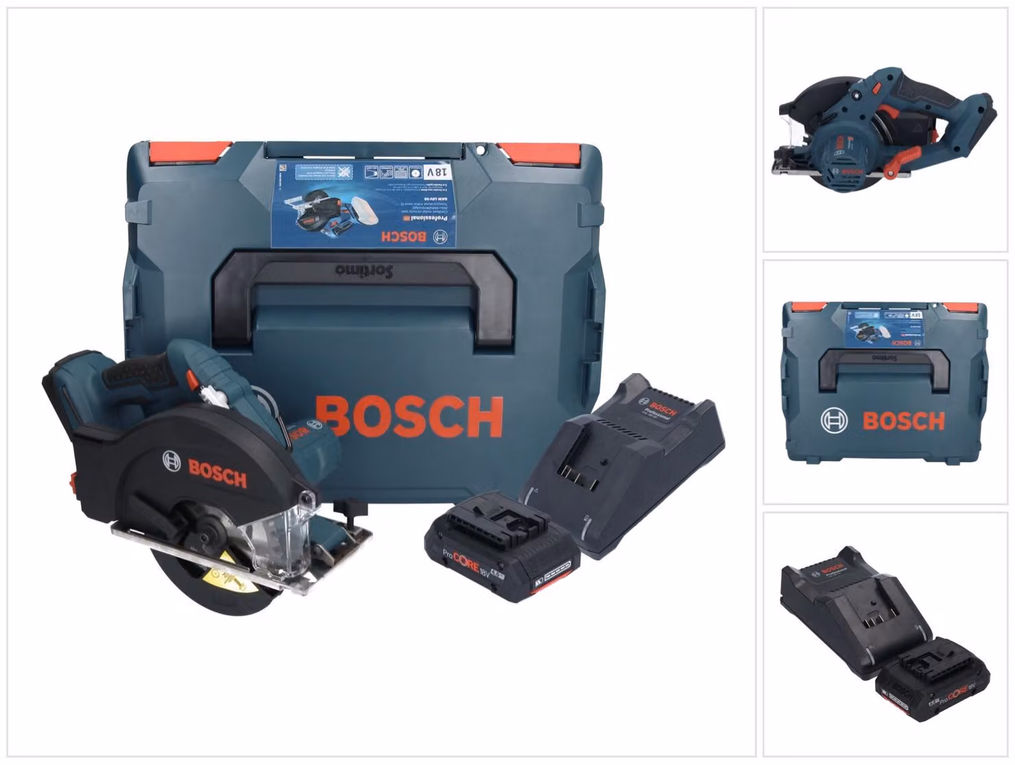 Bosch GKM 18V-50 Professional 18 V 136 mm sega circolare a batteria per metalli + 1x batteria ProCORE 4,0 Ah + caricabatterie + L-Boxx