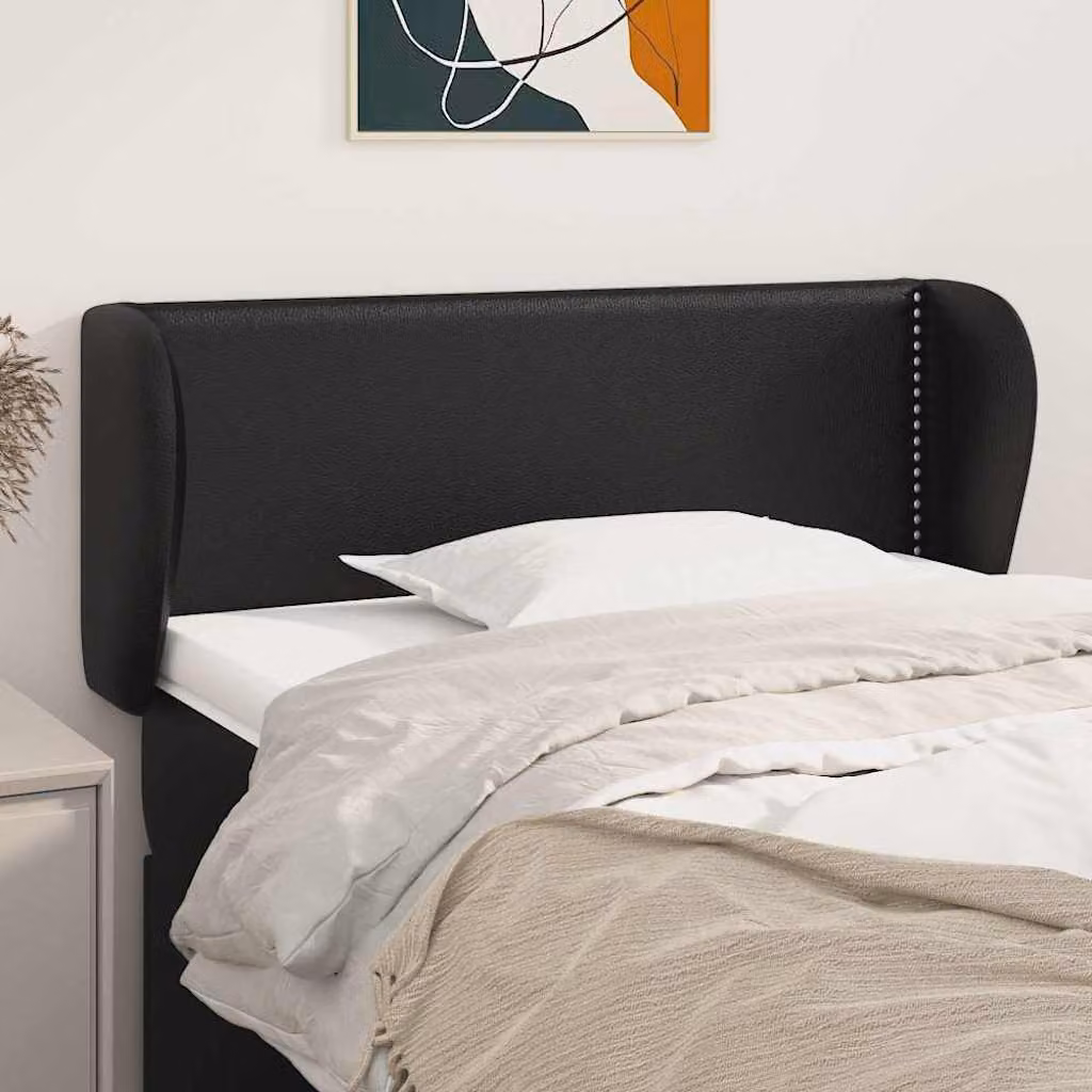 Testiera per letto imbottita vidaXL in similpelle nera, L: 103 cm, P: 23 cm, H: 78-88 cm