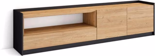 Mobile TV Soggiorno, 207x50x37 cm, Per TV fino a 80", Mobile Soggiorno, Rovere e nero
