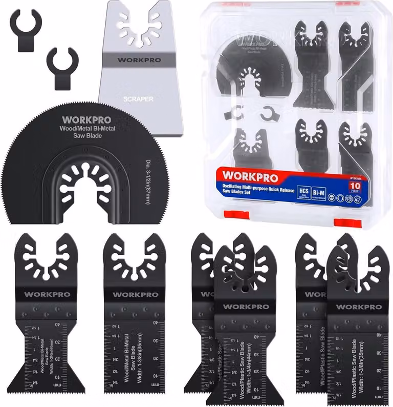 Set di lame per sega oscillante WORKPRO Kit di accessori per multiutensili da 10 pezzi