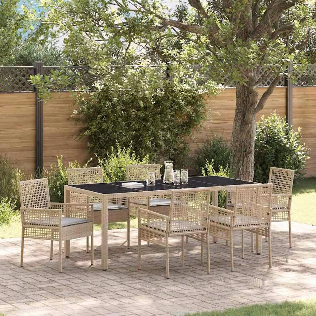 Maison Exclusive - Set da Pranzo per Giardino 7 pcs Beige polyrattan