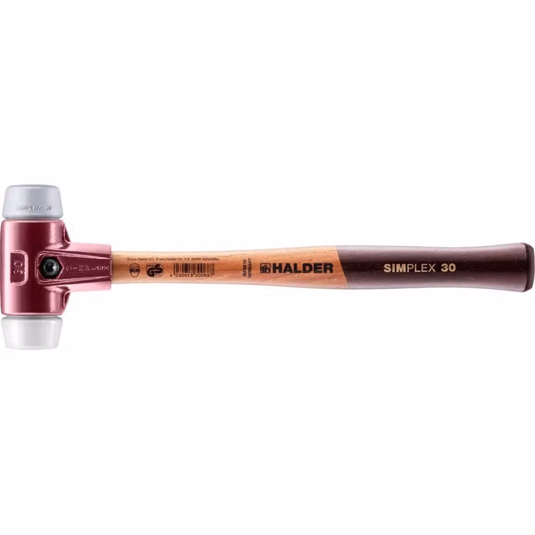Mazza SIMPLEX soft-face con alloggiamento TE e impugnatura in legno, Ø 30, TPE-mid / superplastica