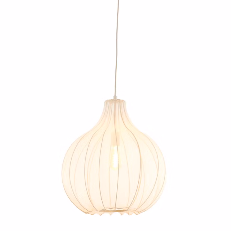 Lampada a sospensione - beige bianco - Elati - tessile - Ø 50cm - E27 - 2976827 - Light & Living