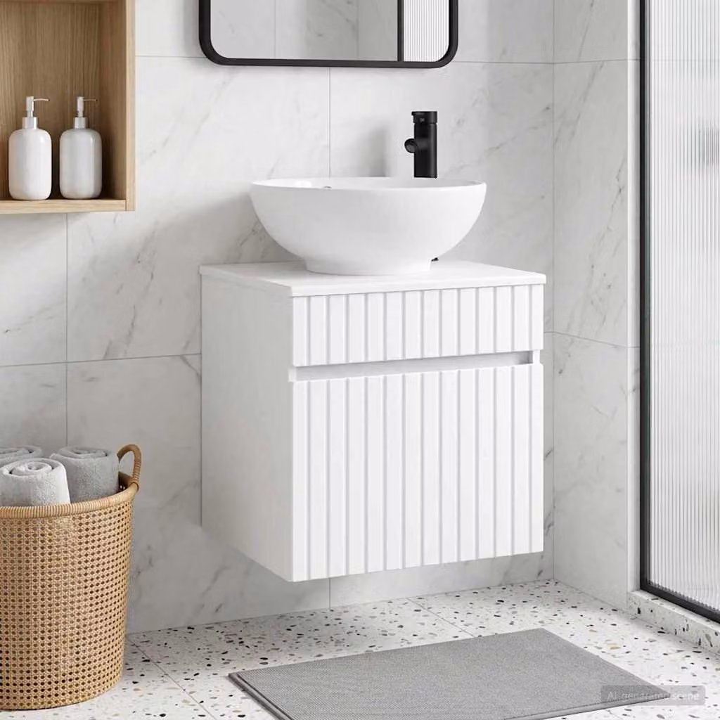 Lavabo da parete mobile vidaXL Bianco L: 49 cm, P: 44,5 cm, H: 66,5 cm