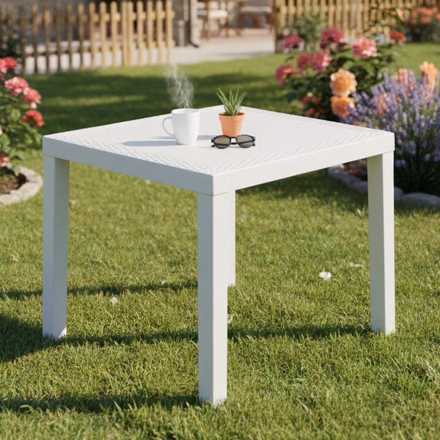 Cobbtown - Tavolo da Esterno, 78x65x72h cm Bianco, 4 Posti Italy