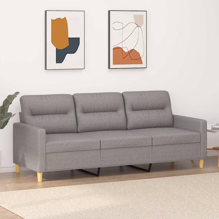 Divano a 3 posti moderno vidaXL in tessuto grigio L: 198 cm, P: 80 cm, H: 77 cm