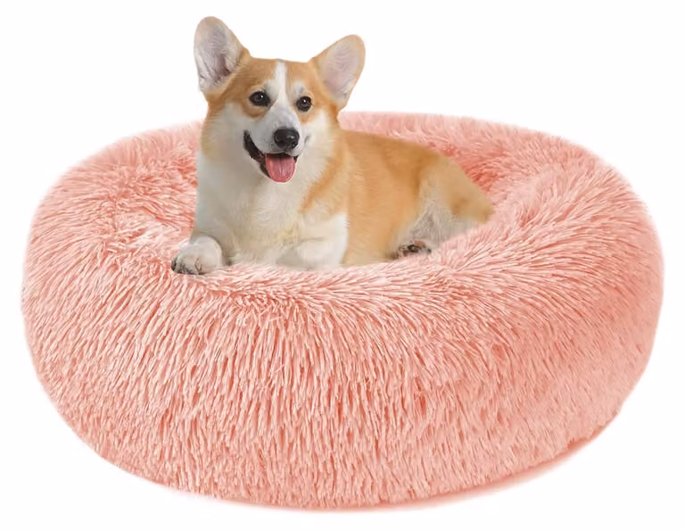 Letto per cani a forma di ciambella, in peluche, lavabile