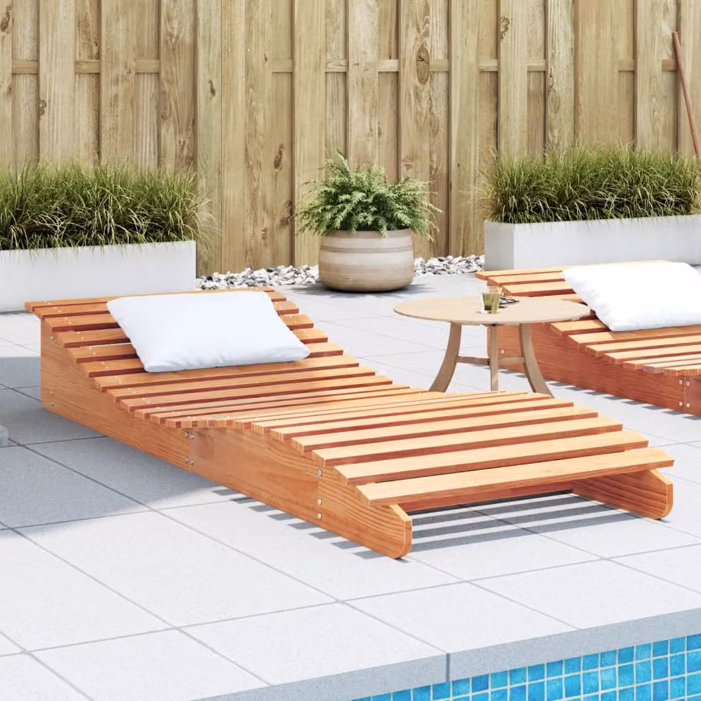 vidaXL Lettino da giardino in legno massello di pino marrone cera L: 205 cm, P: 80 cm, H: 31,5 cm