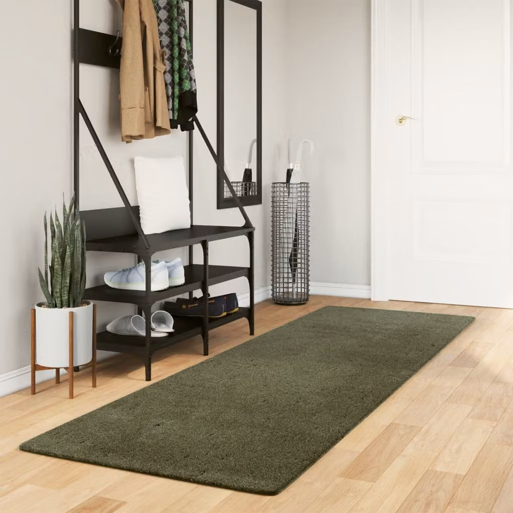 Tappeto a pelo corto vidaXL HUARTE Verde Bosco, Lavabile e Antiscivolo, L: 80 cm x P: 250 cm