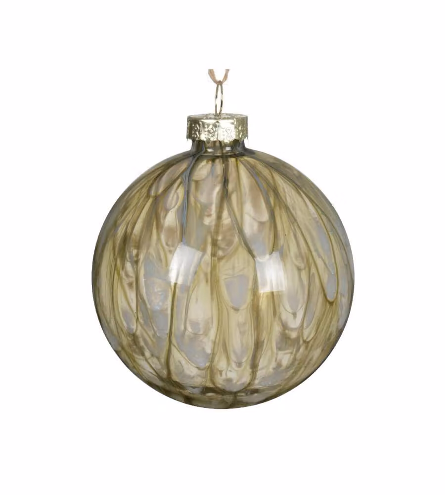 Decoris Sfera di Natale Vetro Trasparente - Decoro Verde - 8 cm