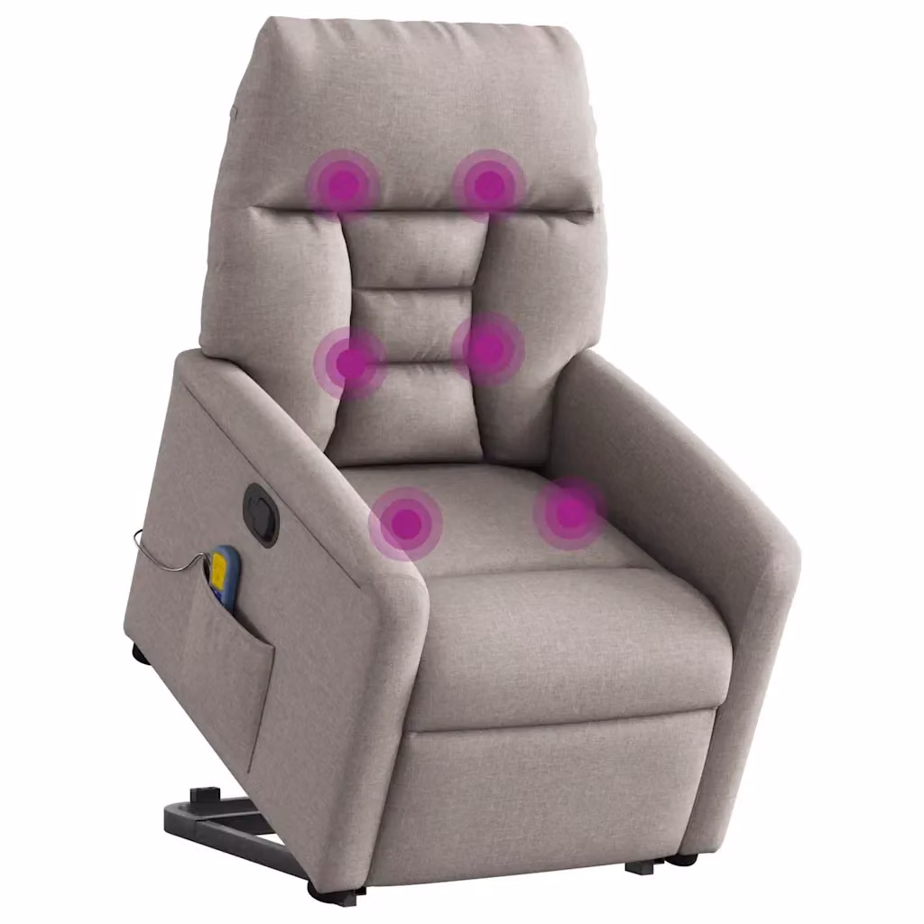 Poltrona Alzapersona Reclinabile con Assistenza Elettrica vidaXL in Tessuto Beige e Grigio per Senior – 2