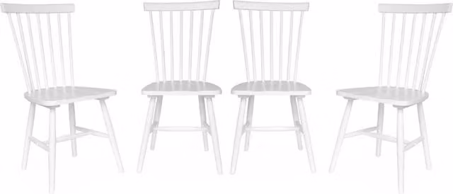 Set di 4 sedie Sweeek in legno di hevea bianco per cucina e sala da pranzo