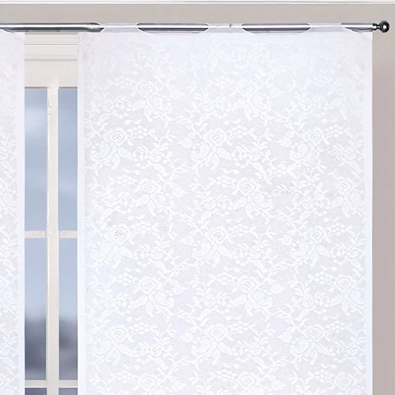 Tenda Fede Disegno 1 Fratelli Zambetti con motivo floreale bianco, L: 140 cm, H: 280 cm