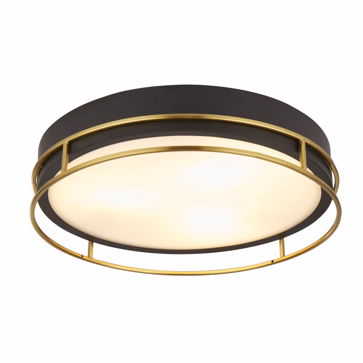 Lampada da soffitto in metallo vetro E14 IP44 Ø 40 cm rotonda in ottone nero a 3 luci moderna