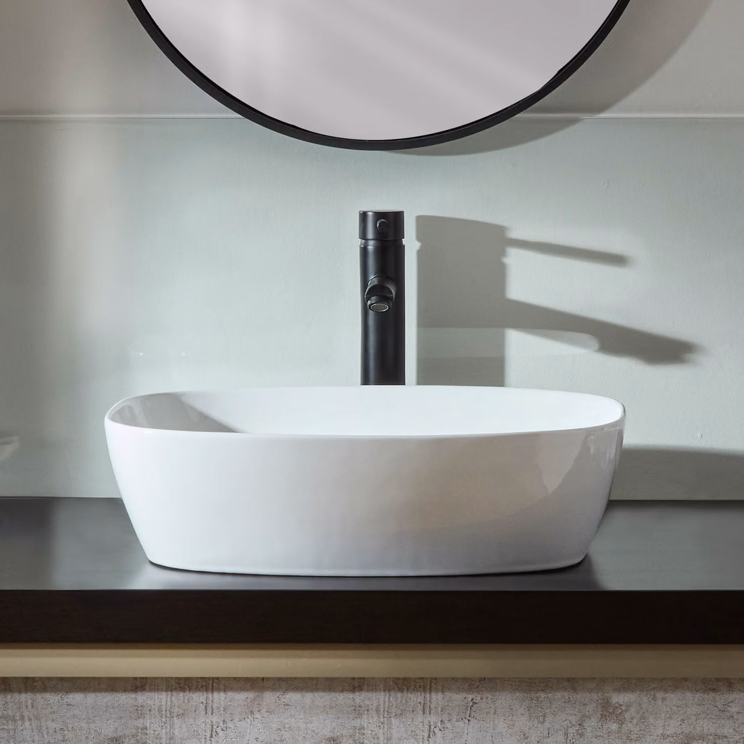 Lavabo d'Appoggio Ovale - 500mm x 390mm (Senza Fori per la Rubinetteria)
