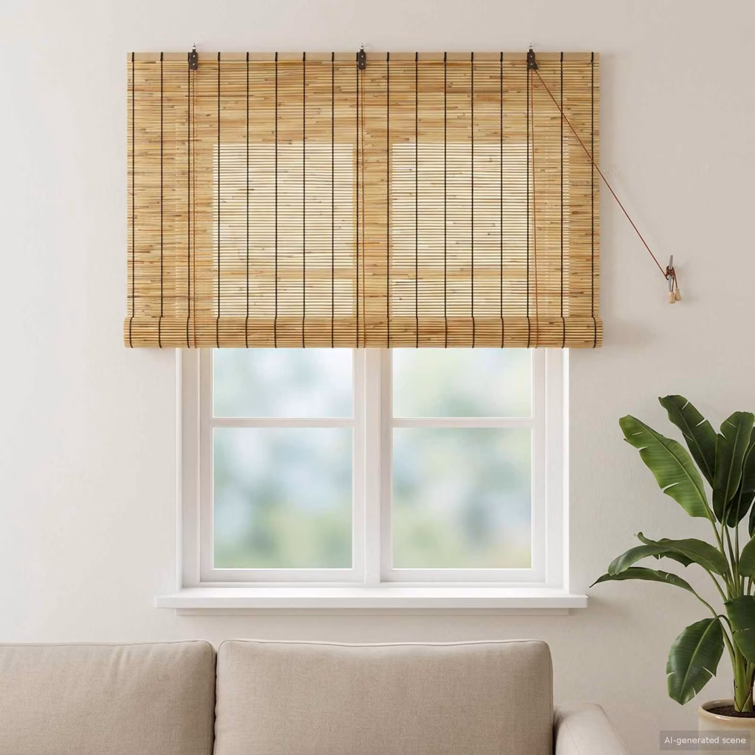 Tenda a rullo vidaXL in giunco beige e marrone, resistente ai raggi UV, L 140 cm x H 160 cm
