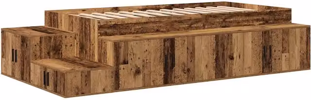 Letto singolo | Letto per adulti | Struttura letto con contenitore con archiviazione Legno vecchio