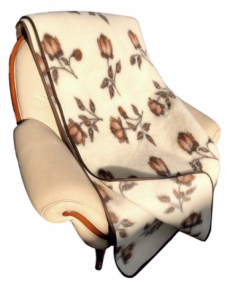 Coperta matrimoniale in Lana con motivo di rose rosse, 180 x 200 cm