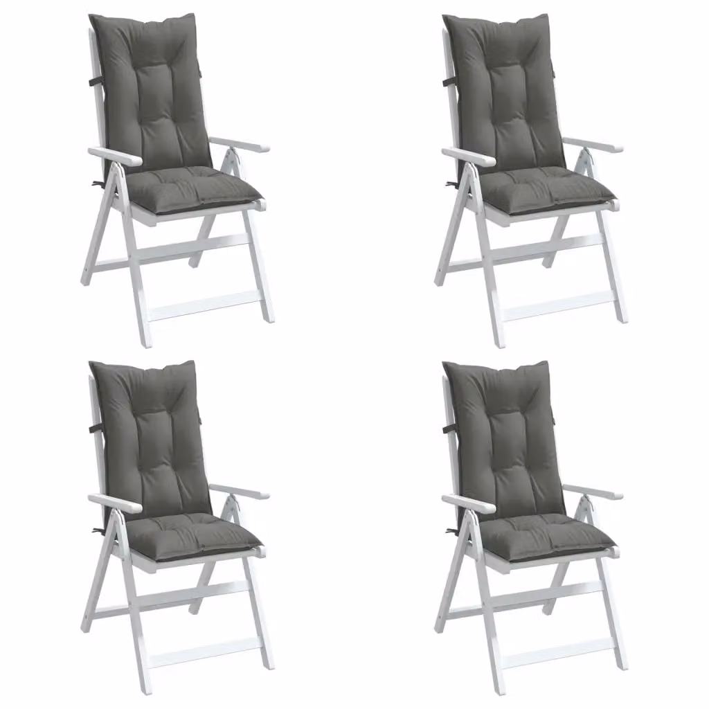 Set di 4 cuscini per sedia con schienale alto vidaXL in tessuto grigio mélange, L 120 x P 50 x H 7 cm