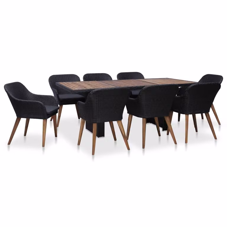 Maison Exclusive - Set da pranzo da giardino da 9 pezzi con cuscini in rattan sintetico nero
