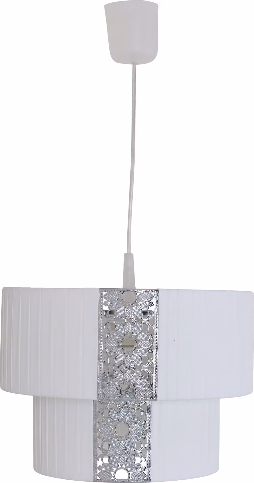 Lampada a sospensione in tessuto Näve; colore: bianco, 7048823