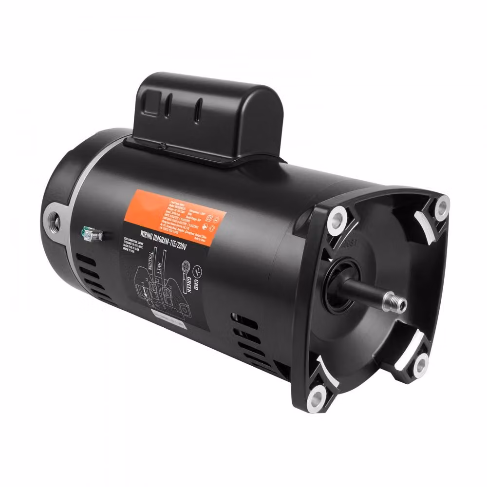 motore della pompa della piscina da 1 hp, telaio 56Y, 115V(9 ampere)/230V(4,5 ampere) 3450rpm, 60Hz, fattore di servizio 1,25, condensatore 90μF/250V, motore di ricambio a flangia quadrata con rotazione CCW "Motore della pompa per piscina da 1 HP - telaio