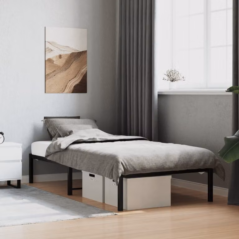 vidaXL Giroletto in Metallo Nero con Listelli Fissi L 90 cm x P 200 cm