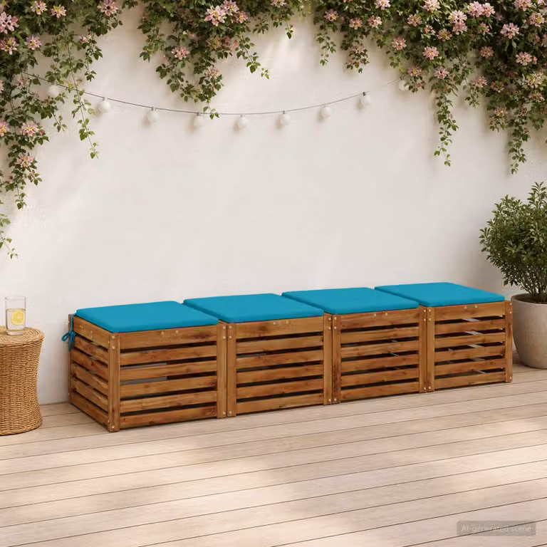 Set di 4 cuscini per sedia quadrati vidaXL in poliestere color turchese con rivestimento lavabile e resistente ai raggi UV