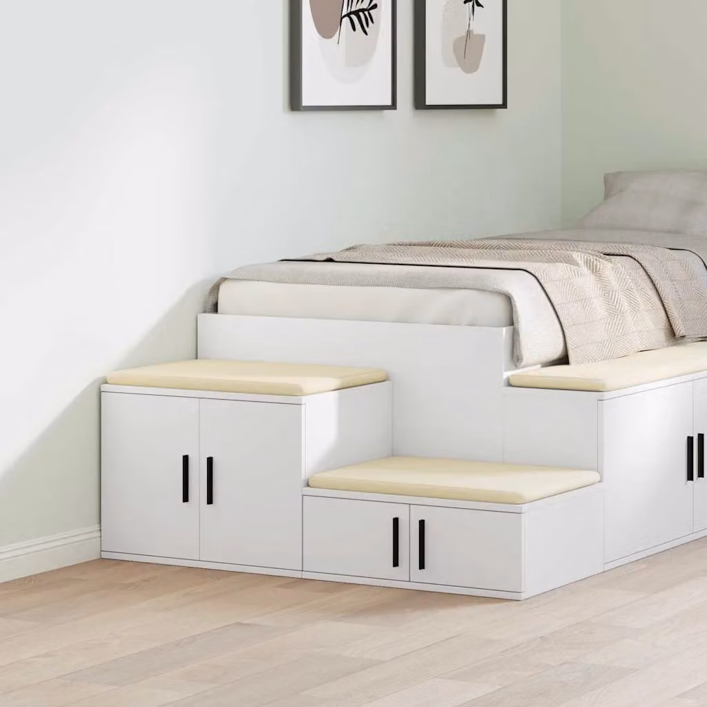 Set di 2 armadi vidaXL bianchi in legno MDF con ante a battente e ripiani interni, L 108 x P 41 x H 40 cm