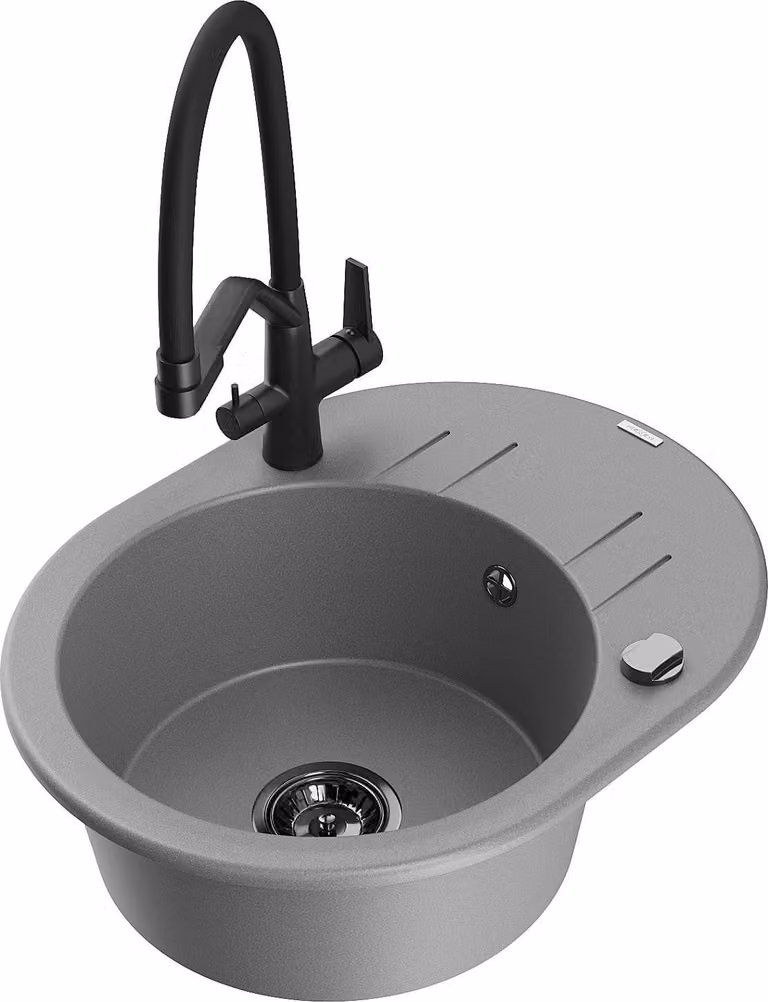 Mexen Kevin lavello in granito a 1 vasca con miscelatore Duo, grigio - 6517-71-671701-70-B