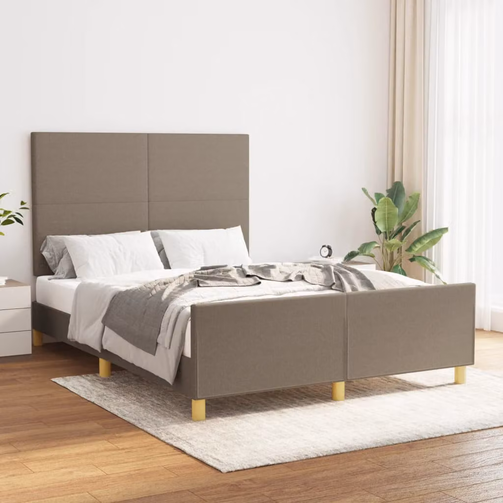 The Living Store Struttura letto con testiera in tessuto taupe 140x190 cm